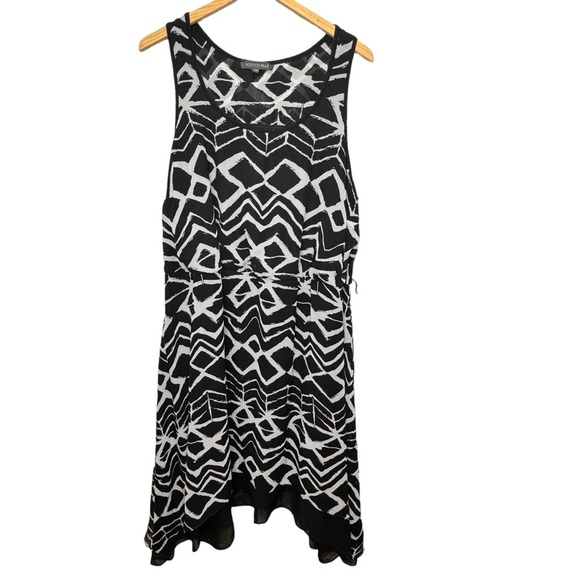Addition Elle Black & White Abstract Print Midi Dress Size 18 - Picture 1 of 13